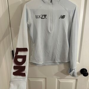 New Balance Light Gray Quarter-Zip with Maroon Detail